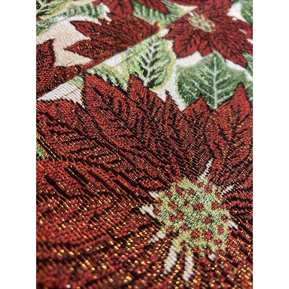 Set 8 Tapestry Poinsettia Placemats Red Green Gold Floral